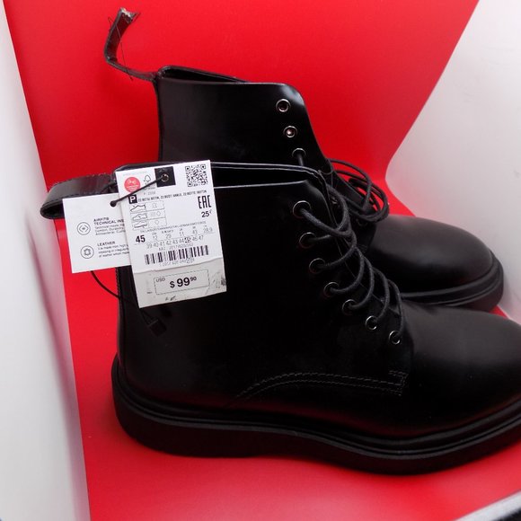 zara men leather round toe ankle reach boots main image 5